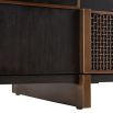 Geometric design sideboard with brown veneer finish and mesh panelling