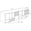 Geometric design sideboard with brown veneer finish and mesh panelling