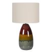 Ceramic table lamp with multicoloured glaze finish