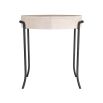 Side table with ivory vellum surface and blackened iron legs