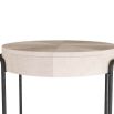 Side table with ivory vellum surface and blackened iron legs