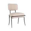 Stylish natural linen chair with blackened iron legs 