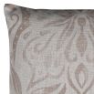 Distressed beige patterned cushion with grey background 