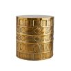 Uniquely textured aluminium side table with antique brass finish