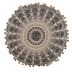 Mandala print circular cushion with pom poms 