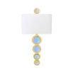 A luxurious brass wall lamps with blue acrylic cabochons  