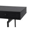 Black wooden industrial-style desk with three drawers