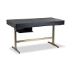 Black wooden desk with brass legs, convenient frieze drawer and under-mounted slide