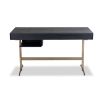 Black wooden desk with brass legs, convenient frieze drawer and under-mounted slide