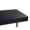 Black wooden desk with brass legs, convenient frieze drawer and under-mounted slide