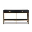 Stylish black wooden dressing table with brass legs