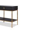 Stylish black wooden dressing table with brass legs