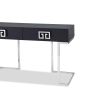 Elegant black ash veneer dressing table with stainless steel handles and frame