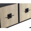 Sophisticated sideboard with beige shagreen top and black solid wood frame
