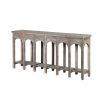 Stoic console table in grey wood finish with elegant arch details