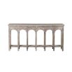 Stoic console table in grey wood finish with elegant arch details