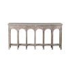 Stoic console table in grey wood finish with elegant arch details