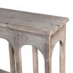 Stoic console table in grey wood finish with elegant arch details