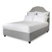 Designer bed with an elegant, curved headboard and stud detailing 