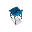 dazzling blue velvet bar stool with fluting details and brass capped feet