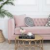 Luxurious deep buttoned pink velvet sofa