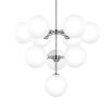 A chic and contemporary chandelier with symmetrical round glass shades and a polished nickel finish by Hudson Valley