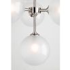 A chic and contemporary chandelier with symmetrical round glass shades and a polished nickel finish by Hudson Valley