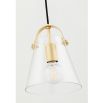 A contemporary clear glass bell-shaped pendant with an industrial feel by Hudson Valley 