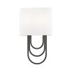 A glamorous wall sconce by Hudson Valley Farah with draped steel loops and an off-white linen shade