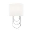 A glamorous wall sconce by Hudson Valley Farah with draped steel loops and an off-white linen shade