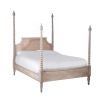 A luxurious acacia and cane 4 poster bed with a rattan headboard