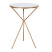 Speckled, mirrored tabletop, gold tripod-legged side table