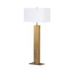Tall brass table lamp with white rectangular shade