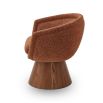 A captivating occasional chair with a red upholstery and cone base