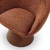 A captivating occasional chair with a red upholstery and cone base