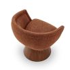 A captivating occasional chair with a red upholstery and cone base