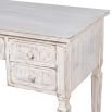 An antique,  distressed white Gustavian desk with five drawers
