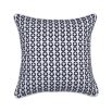 A luxurious dark blue cushion with a geometric design 
