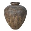 Distressed look cement planter with beading detail