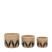 Set of three woven baskets with black detailing