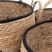 Set of three woven baskets with black detailing
