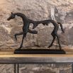 Metal horse sculpture of majestic horse, in black finish