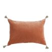 Blush cushion with velvet finish and tassels