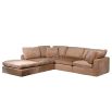 Corner velvet sofa in brown