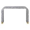 Curved console table in blue and white floral design