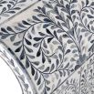 Curved console table in blue and white floral design
