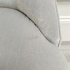 Deep buttoned back grey velvet dining chair with some marks to fabric