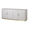 Contemporary ivory shagreen 4 door sideboard with golden accents