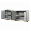 Contemporary ivory shagreen 4 door sideboard with golden accents