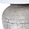 Terracotta grey side lamp with white linen shade